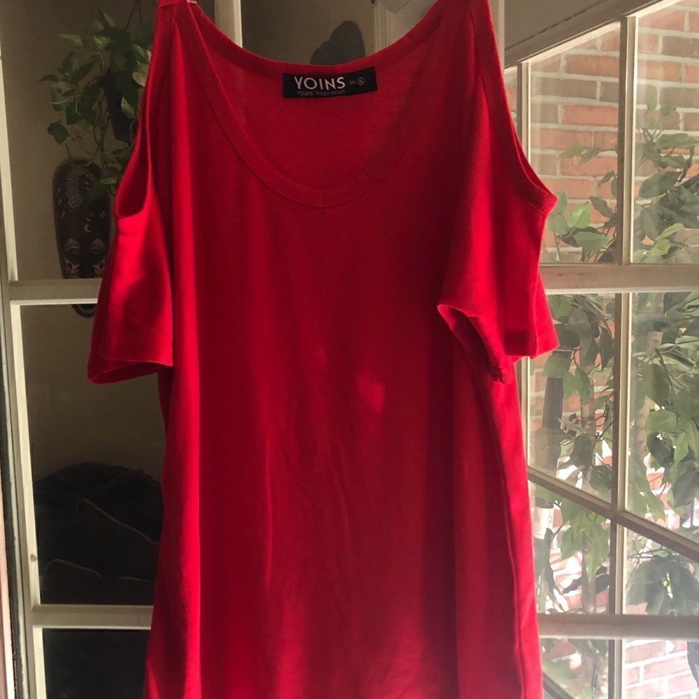 Yoins Red cut out shoulder top